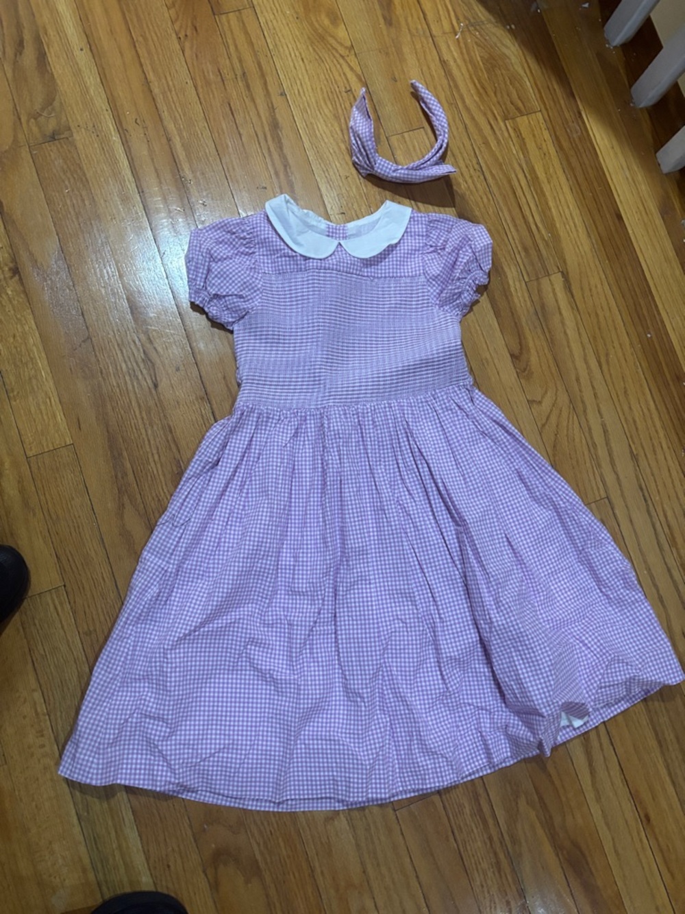 Janie and Jack Lavender Gingham Dress with White Peter Pan Collar